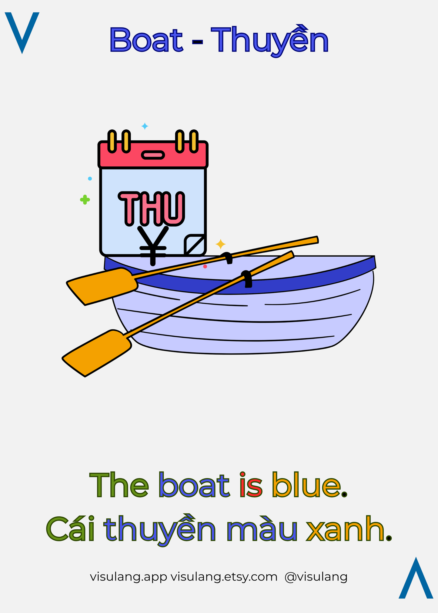 Printable Vietnamese visual mnemonic flashcards by Visulang.