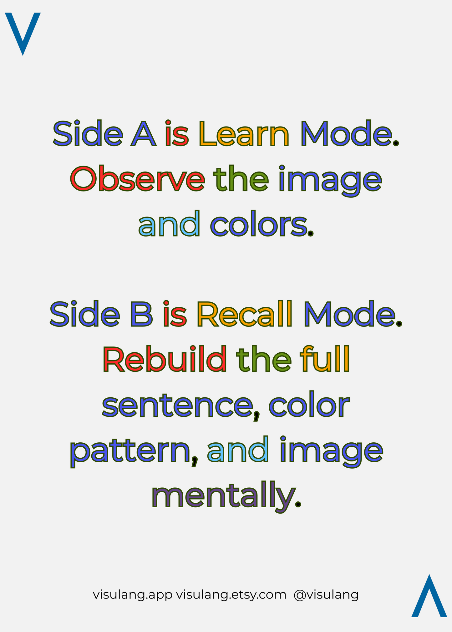 Double-sided language learning flashcards.
