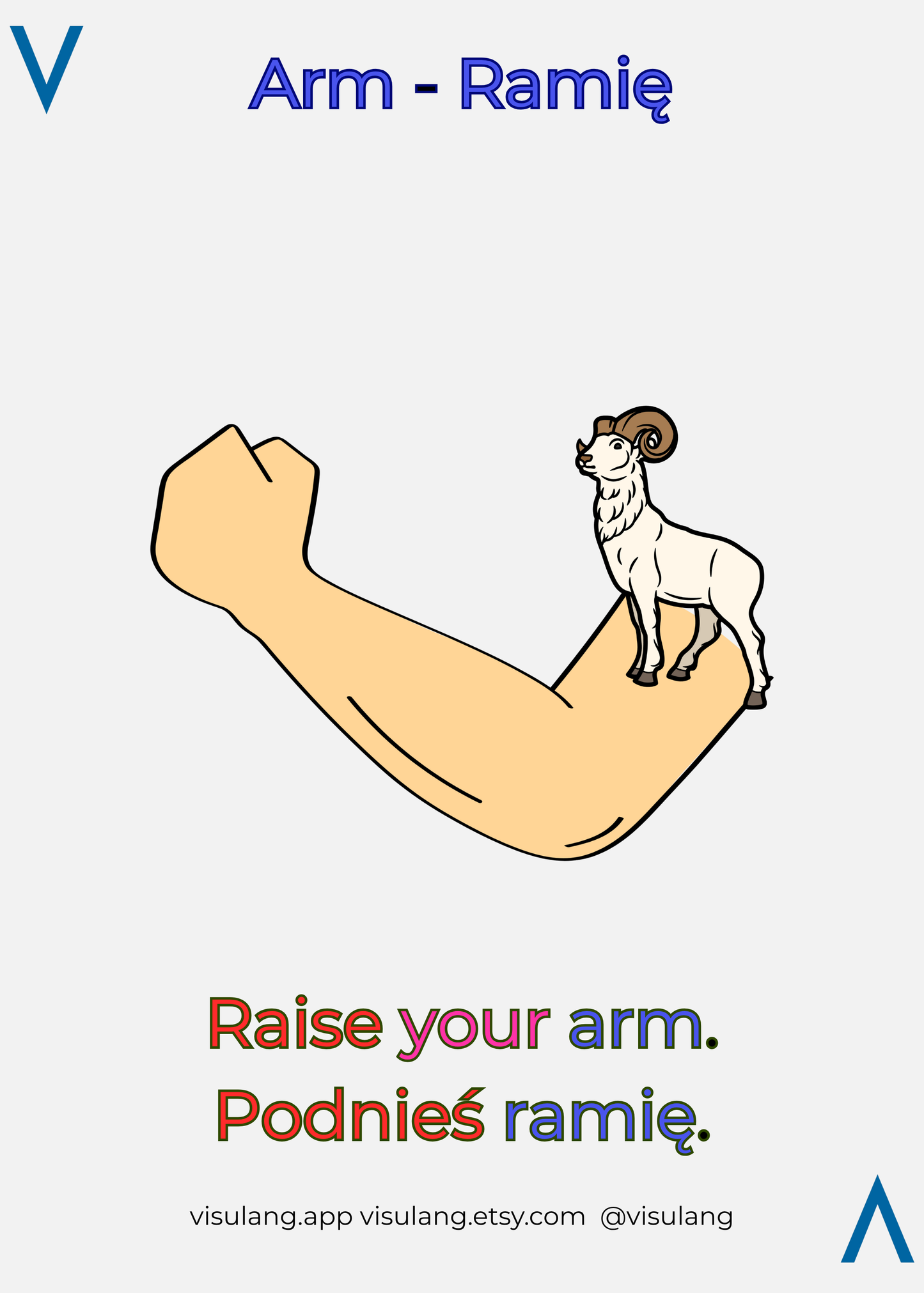 Illustration of an arm with a ram on a white background, featuring text and branding.