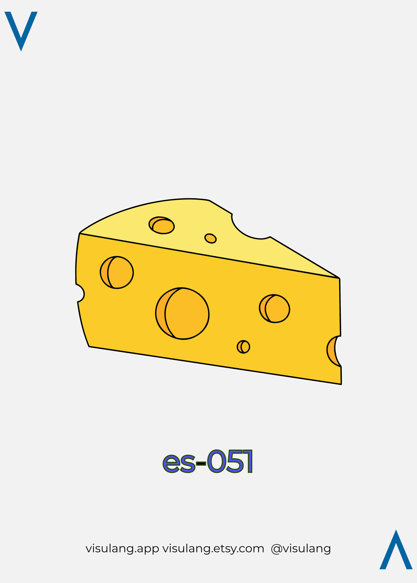 Illustration of a piece of cheese with 'es-051' text on a white background