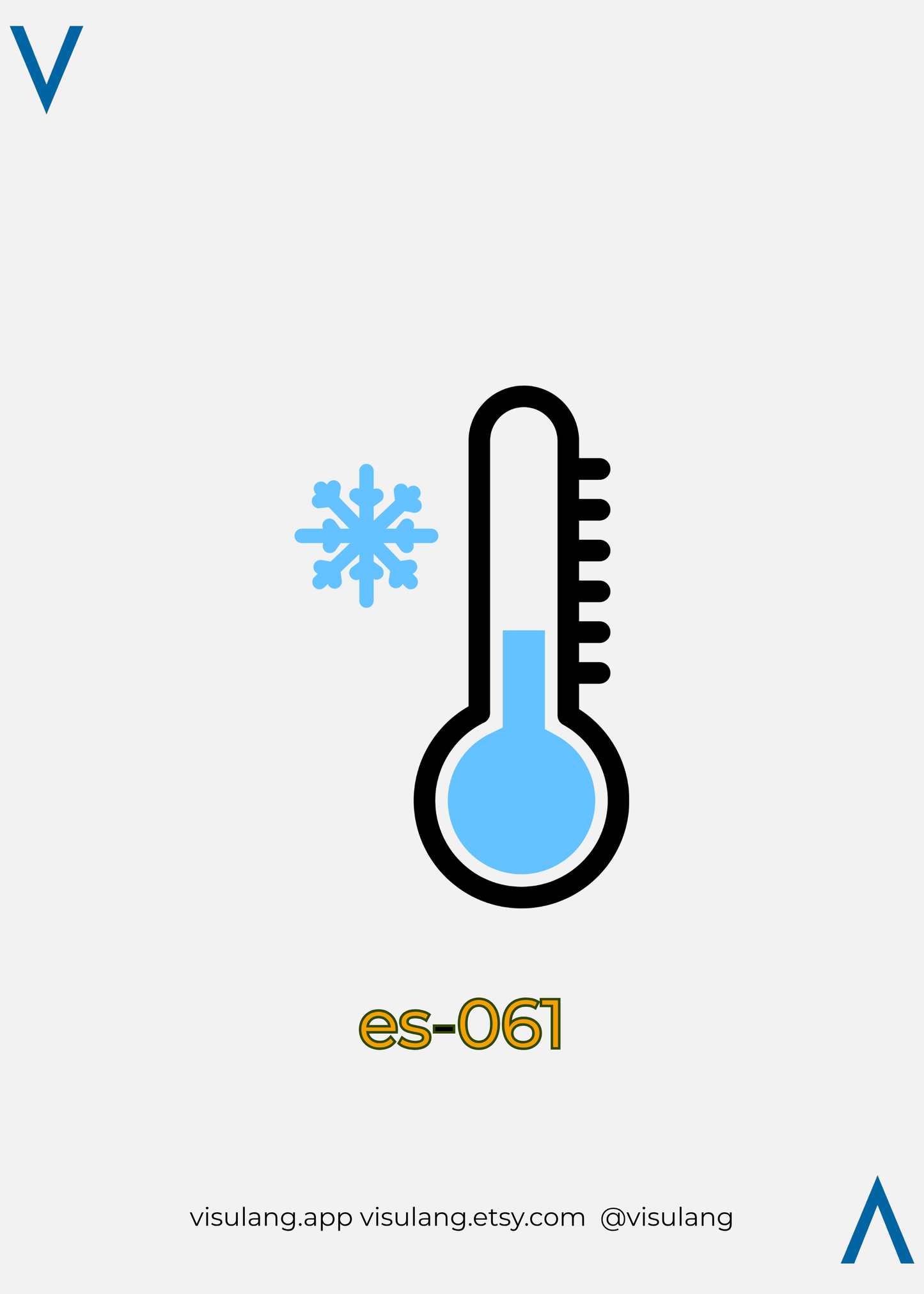 Icon of a thermometer with a snowflake and 'es-061' text on a light gray background