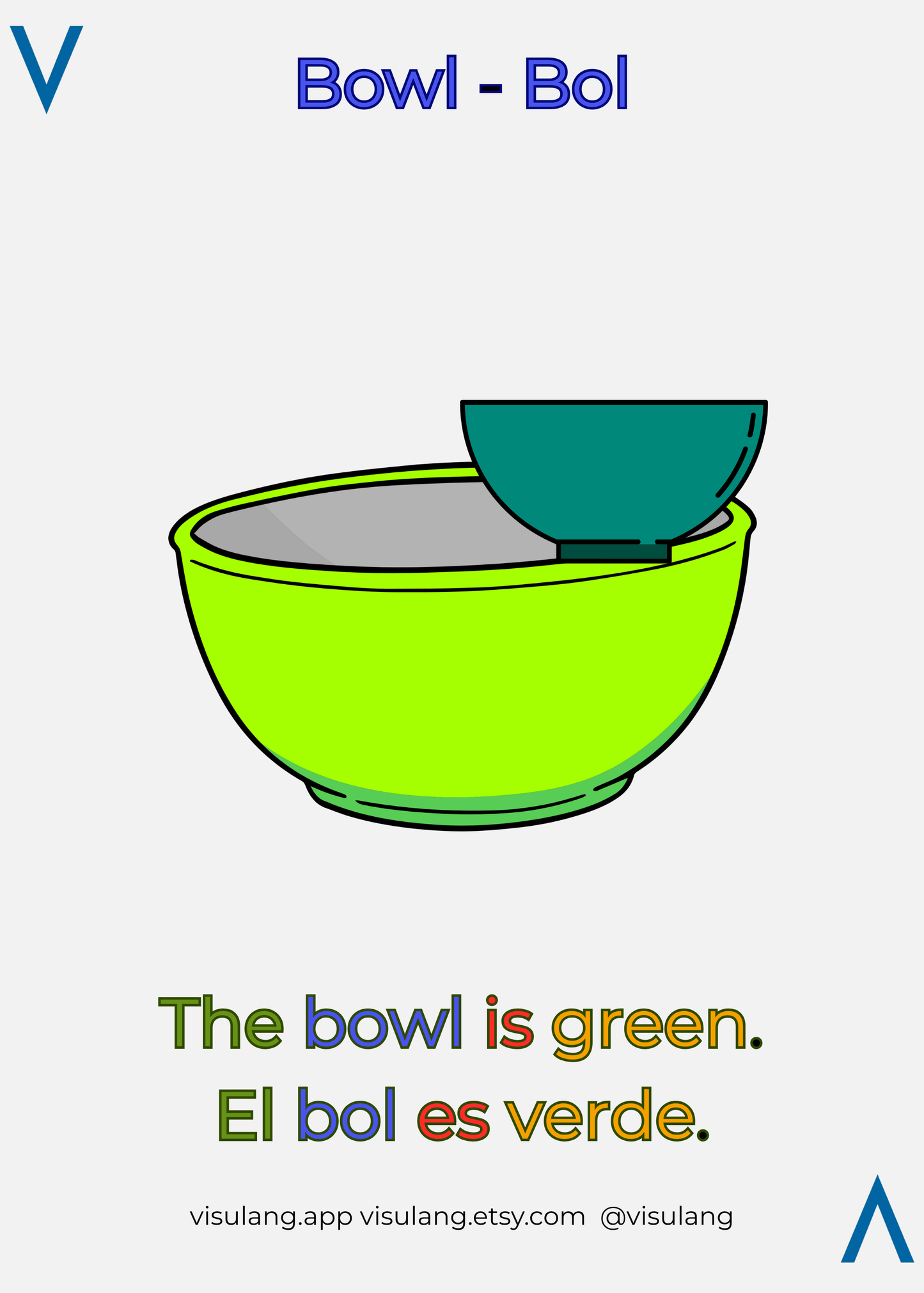 The bowl is green - El bol es verde