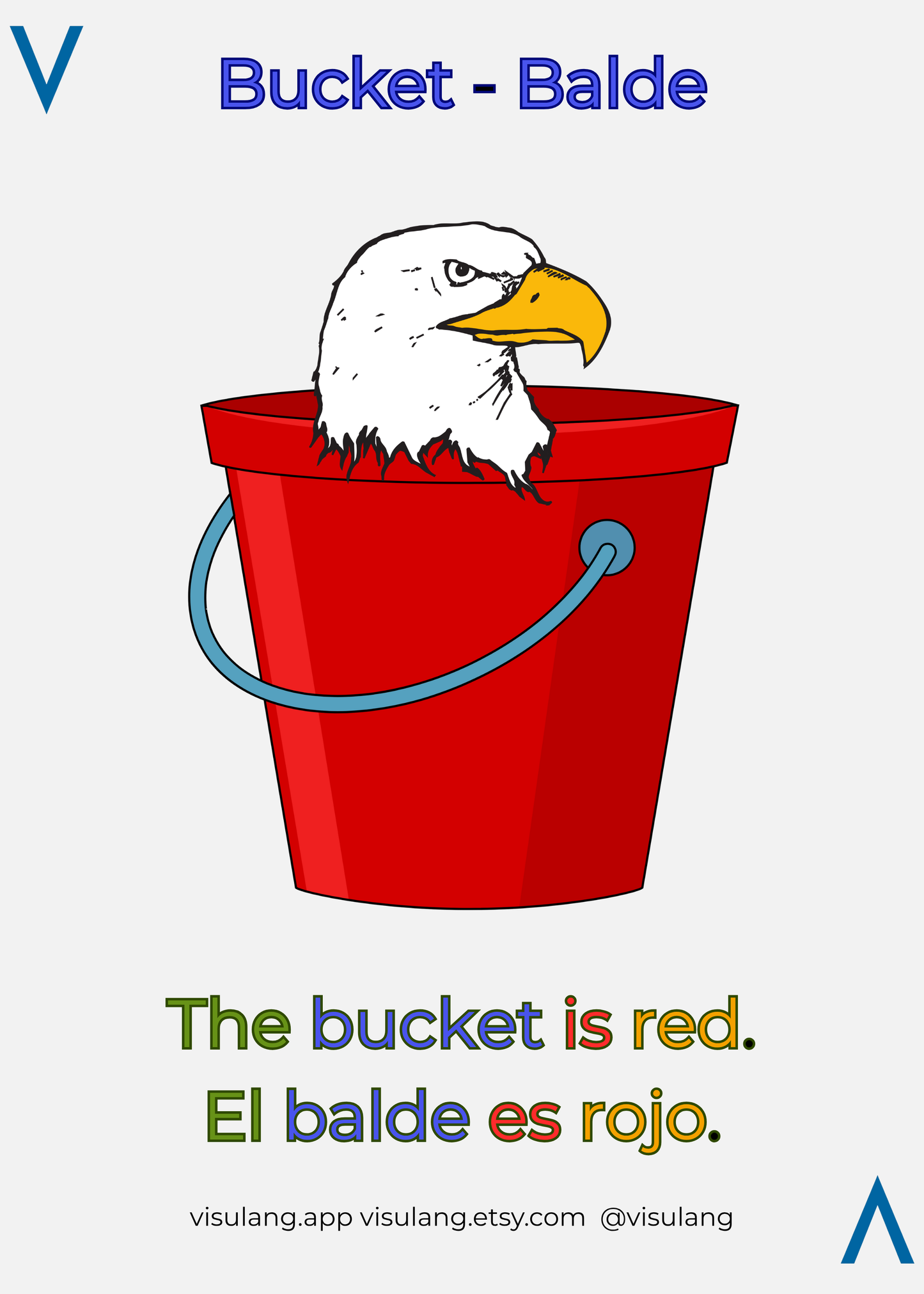 Red bucket with a blue handle on a white background, featuring text in English and Vietnamese.