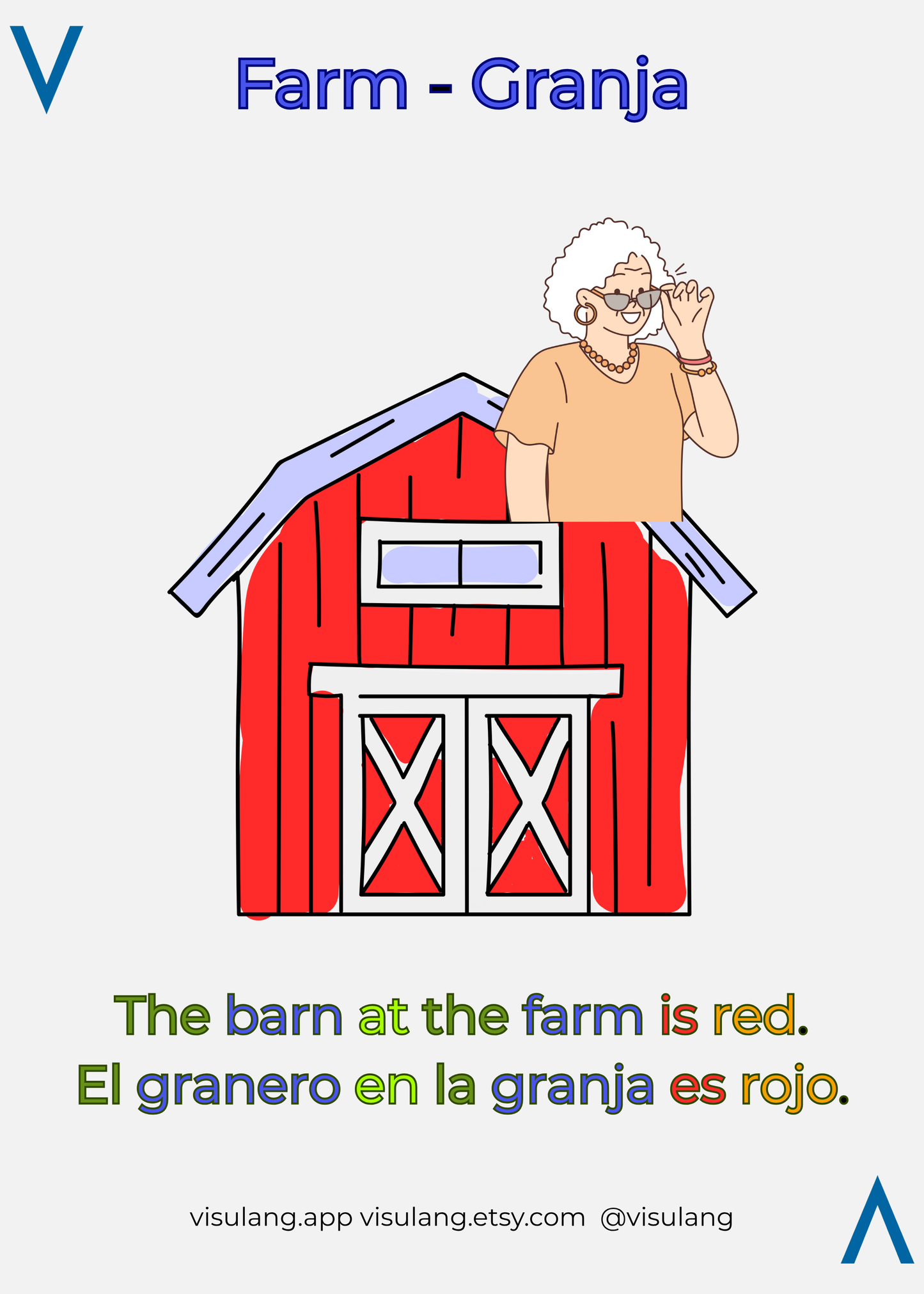 The barn at the farm is red - El granero en la granja es rojo