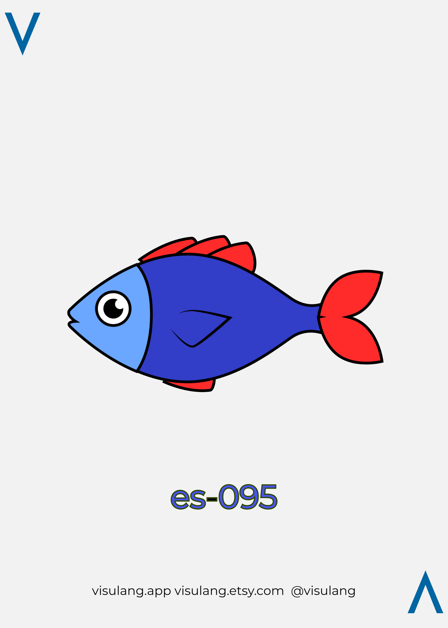 Colorful fish illustration with 'es-095' label on a light gray background