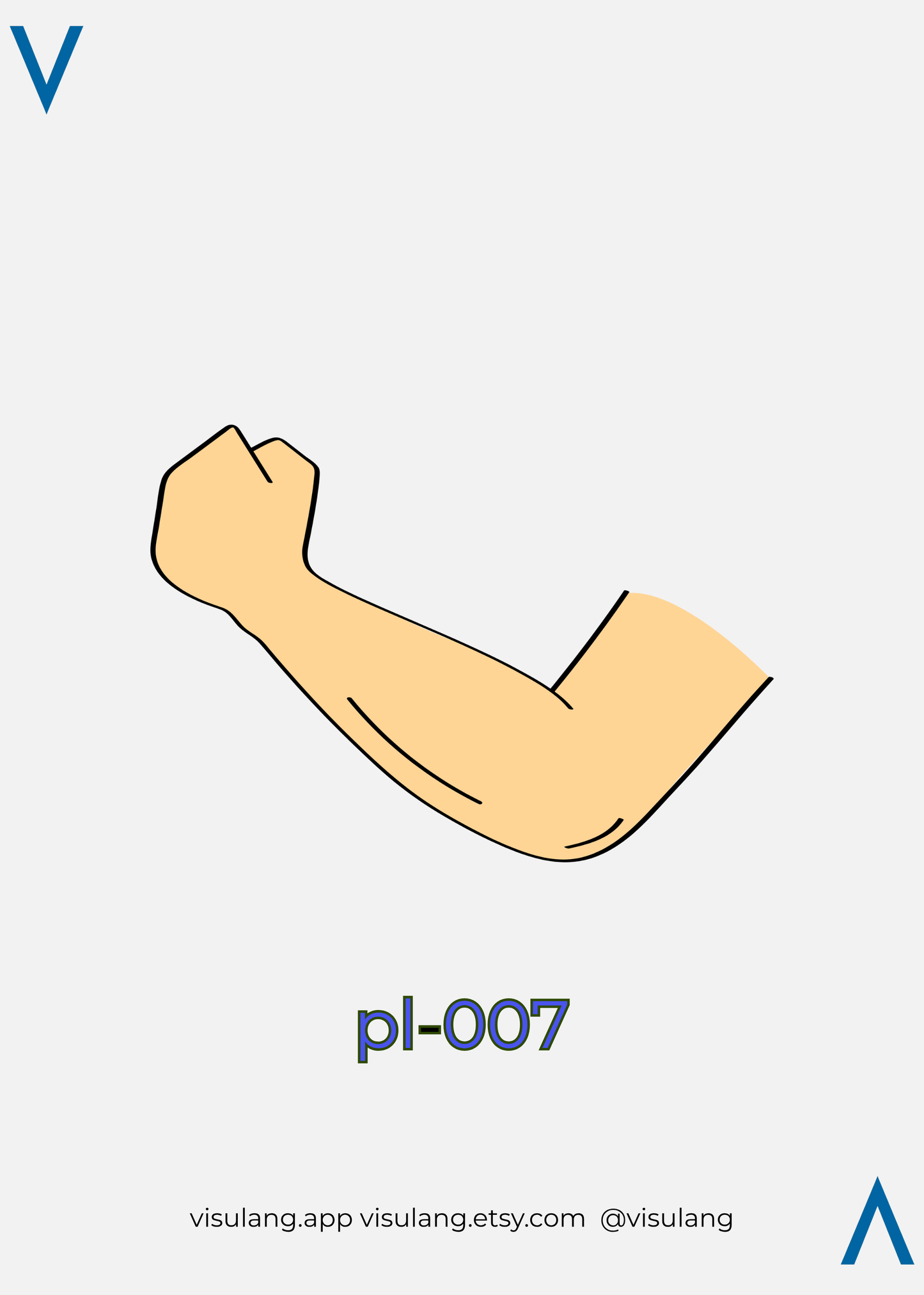 Illustration of a arm with 'pl-007' label on a light gray background