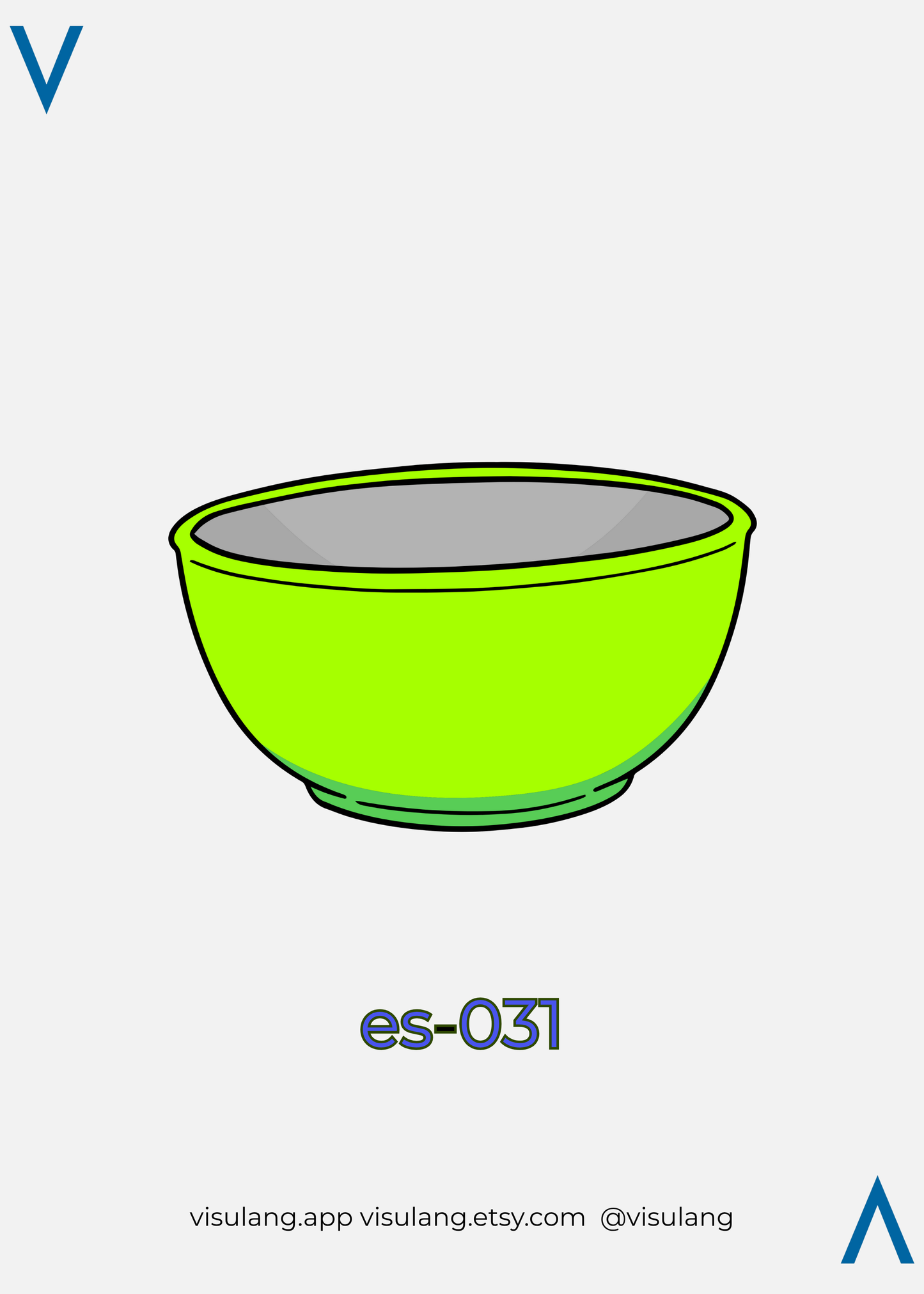 Green bowl on a white background with 'es-031' and 'visulang' branding.