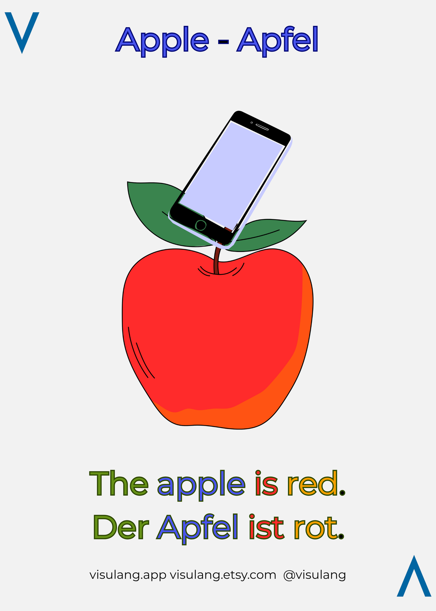 The apple is red - Der Apfel ist rot