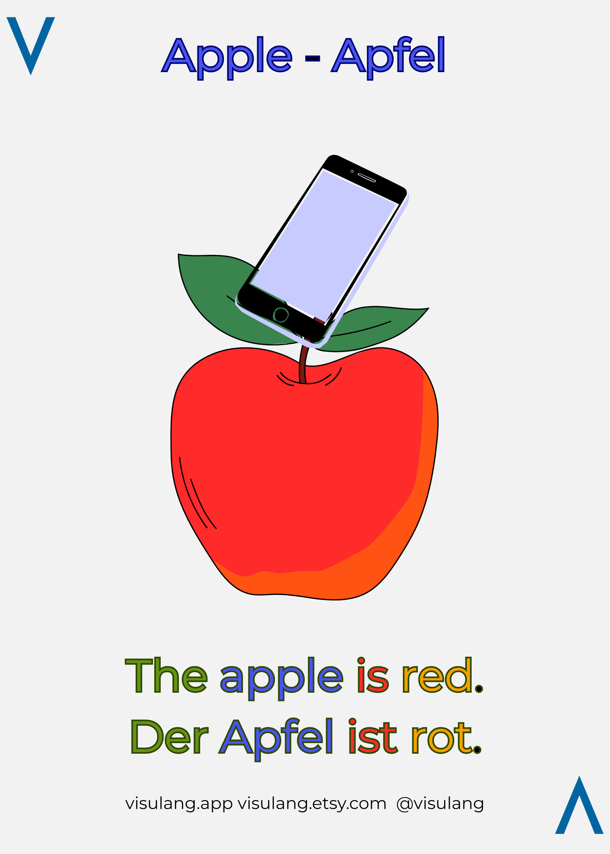 The apple is red - Der Apfel ist rot