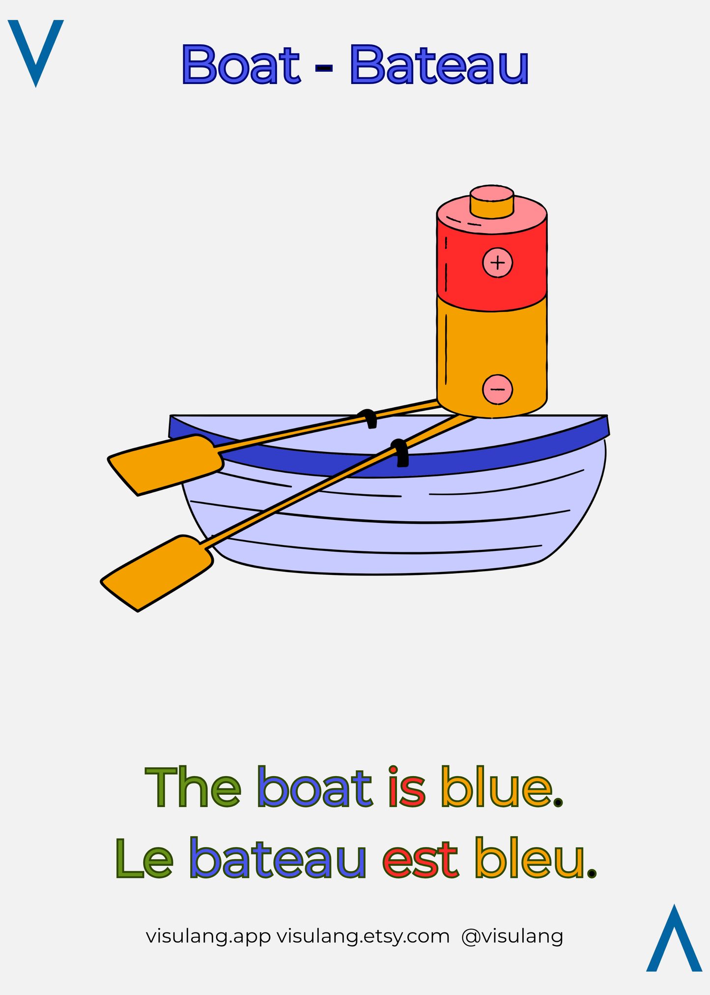 The boat is blue - Le bateau est bleu