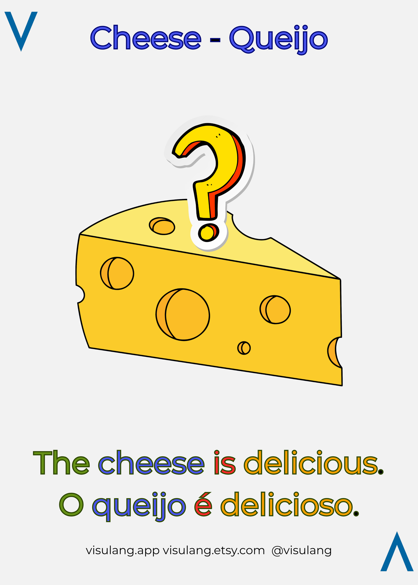 Cheese in Portuguese - Queijo: The cheese is delicious - O queijo é delicioso