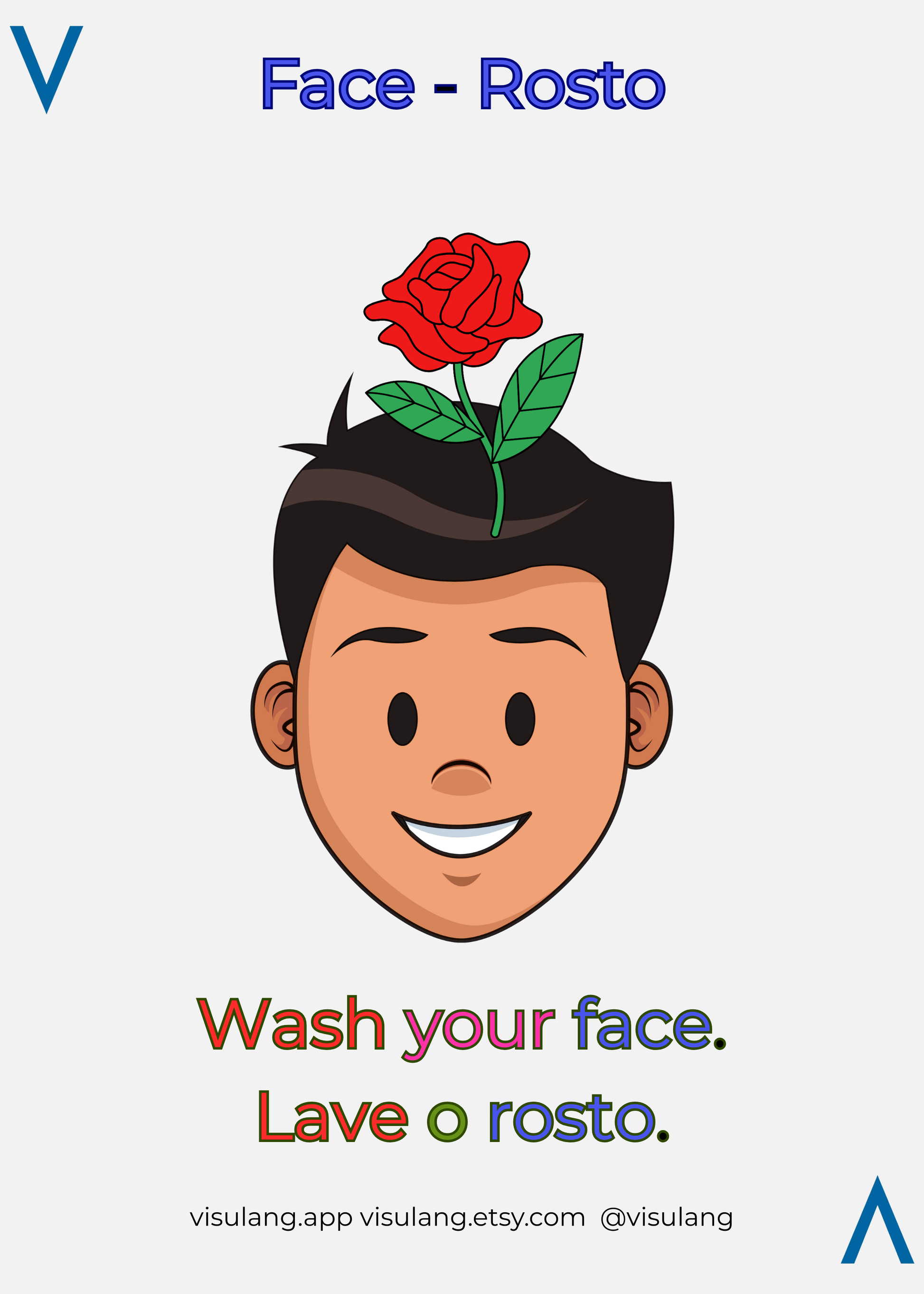 Face in Portuguese - Rosto: Wash your face - Lave o rosto