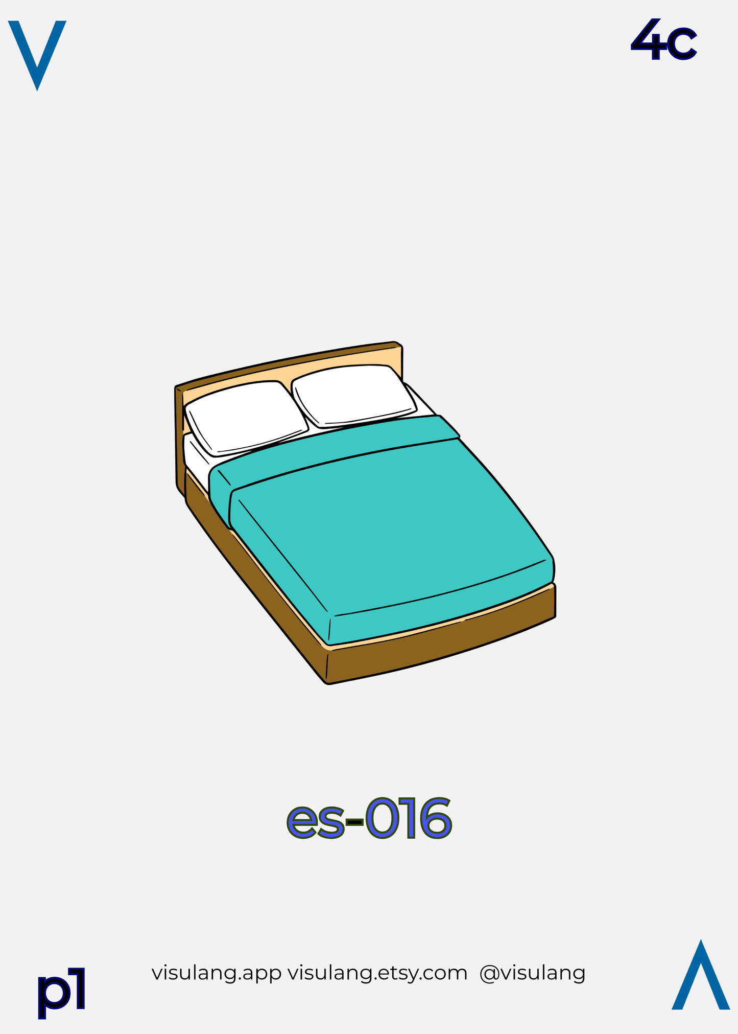 A teal bed icon with card notation "4c." Visulang associative methods use these spatial coordinates to build a memory palace.