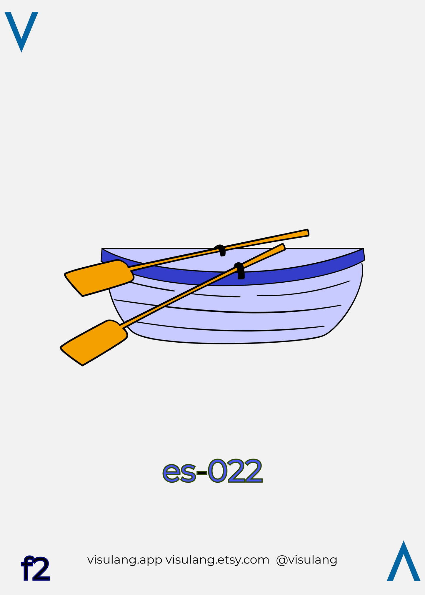 A light blue rowing boat at coordinate f2. Visulang associative methods use these grid positions to build a robust memory palace.